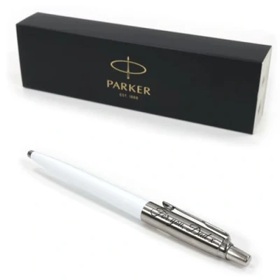 Image of Personalised Custom Parker Jotter Pen + Gift Box Design A Truly Unique Present Laser Engraved White