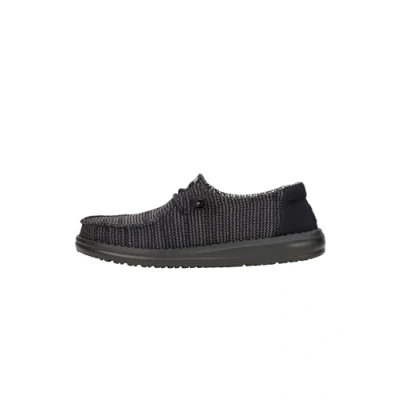 Image of HEYDUDE Women&#039;s Wendy Stretch Sox Slip On Shoes, Black/Black, 5 UK