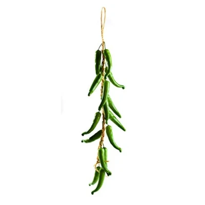 Image of Best Artificial Hanging Vegetable String Decorative Realistic Display New Pepper Fruit (Green Chilli)