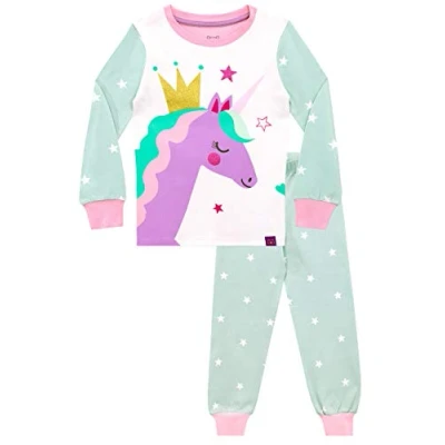 Image of Harry Bear Girls Unicorn Pyjamas Snuggle Fit Multicoloured 9 10 Years Pink