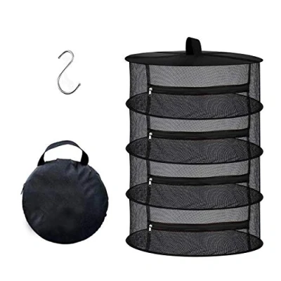Image of Desy &amp; Feeci Drying Net, Mesh Hanging Herb Dryer Rack Collapsible Black (4 Tiers)