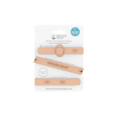Image of Matchstick Monkey, Antimicrobial Silicone Multi Use Product Holder Strap for Teether, Bottle and more in Stroller, Car Highchair, 3 Months Old+, 55 cm, Dusty Pink