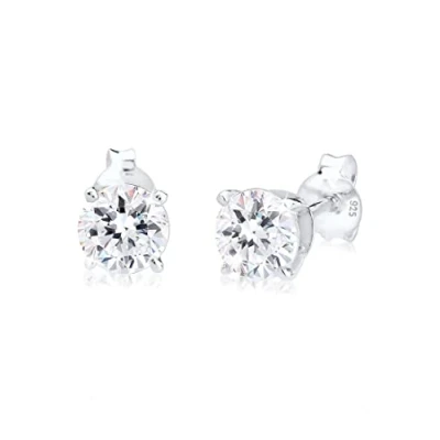 Image of Elli Earrings Ladies Sparkling Round with Crystals in 925 Sterling Silver