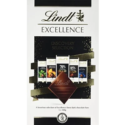 Image of Lindt Excellence Discovery Selection Chocolate Bars, (100 g x Pack of 5)