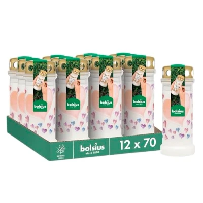 Image of Bolsius Grave Light White with Motif Pack of 12 Balloons Long Burning Time 70 Hours Funeral Candle &amp; Memorial Candles Clean Without Palm Oil Stormlid
