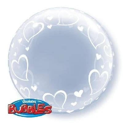 Image of Qualatex Stylish Hearts 24 Inch Deco Bubble Balloon