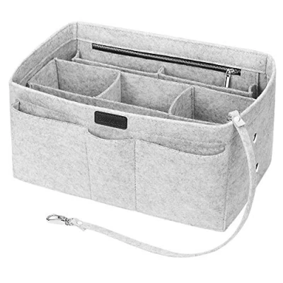 Image of Felt Insert Bag Organizer in Bag, Betoores Women Tote Purse Organiser Handbag,Light Gray L