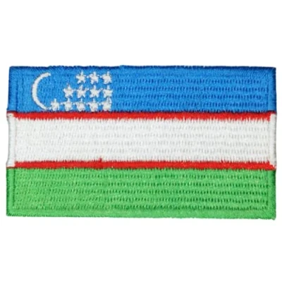 Image of Uzbekistan National Country Flag Iron Sew on Embroidered Patch