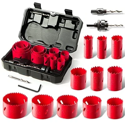 Image of HYCHIKA Bi Metal Hole Saw, 17 PCS Saw Set 19mm 68mm, Cutting Depth: 40mm, Perfect for Drilling Soft Metal, Wood, PVC Board and Plastic