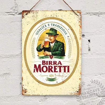 Image of Birra Moretti Italian Beer Vintage Tin Sign Metal Decor Wall 8X12 inches