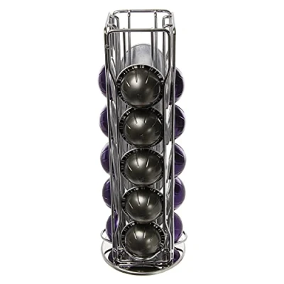 Image of Paxanpax 20 Piece 4 Row for Nespresso Vertuo Coffee Pod Capsule Holder Stand with 360 Rotatable Base, Silver, PSA295