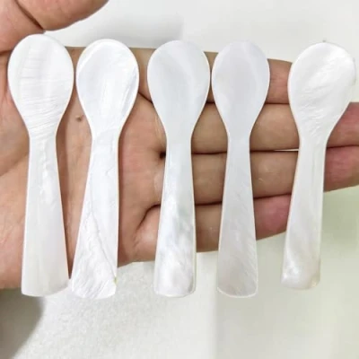 Image of Caviar Spoons Mother of Pearl Spoon Set with Gift Box Packaging Perfect for Serving Eggs and Dessert (5)