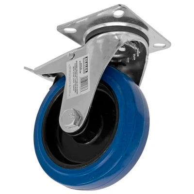 Image of Sealey Heavy Duty Blue Elastic Rubber Swivel Castor Wheel with Total Lock Ø125mm Trade