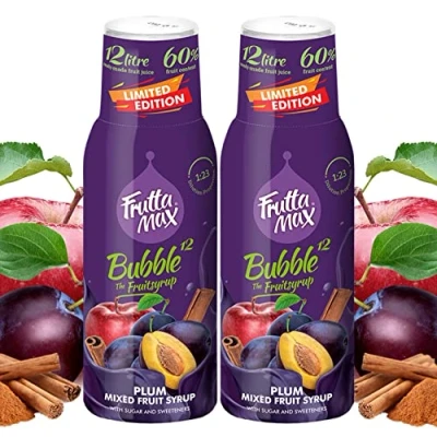 Image of 2 Pack FruttaMax Fruit Syrup Concentrate Less Sugar with 60% Content Suitable for soda Machine (2x500ml) (2 x Plum Cinnamon Apple)