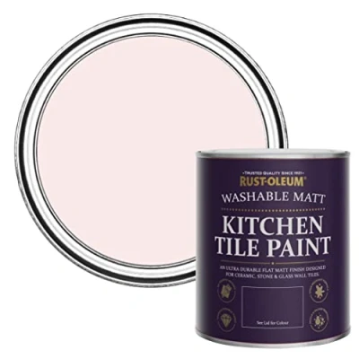 Image of Rust Oleum Pink water resistant Kitchen Tile Paint in Matt Finish China Rose 750ml