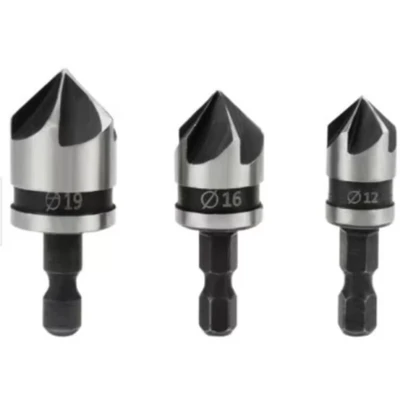 Image of US PRO 3 Piece Countersink Set 5 Flute 90 Degree Chamfer