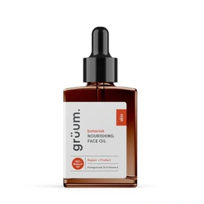 Image of grüum Nourishing Face Oil 30ml 100% Natural Facial for Dry Skin Reduces Dark Spots &amp; UVB Damage Anti ageing oils Women with Rosehip Oil, Pomegranate Vitamin E