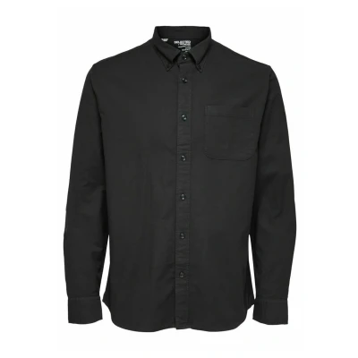 Image of SELECTED HOMME WHITE Men&#039;s SLHREGRICK OX Flex Shirt LS W NOOS, Black, L