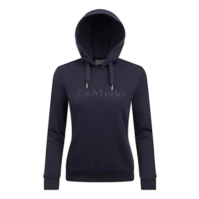 Image of LeMieux Emma Hoodie in Navy Woman&#039;s Plain Long Sleeve Pullover Sweatshirt Front Pocket Super Soft UK 14