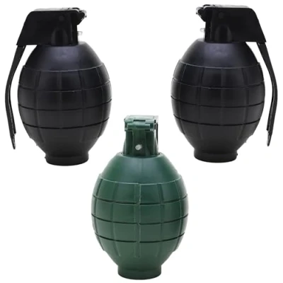 Image of Pack of 3 Kids Army Toy Hand Grenades With Flashing Light &amp; Sound Role Play Police SWAT Mission, Pretend Fancy Dress Playset (3 Grenades)