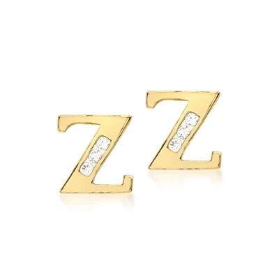 Image of Carissima Gold Women&#039;s 9ct Yellow Cubic Zirconia &#039;Z&#039; Initial Stud Earrings
