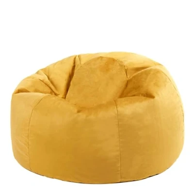 Image of icon Aurora Velvet Bean Bag Chair, Ochre Yellow, Large Lounge Chair Bags for Adult with Filling Included, Adults Beanbag, Boho Room Decor Living Furniture Chairs