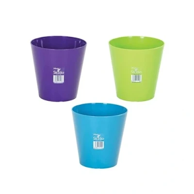 Image of [Set of 3] Green, Purple and Blue Coloured 18cm Round Planter Indoor Plant Flower Pots Vases Covers Planters Troughs