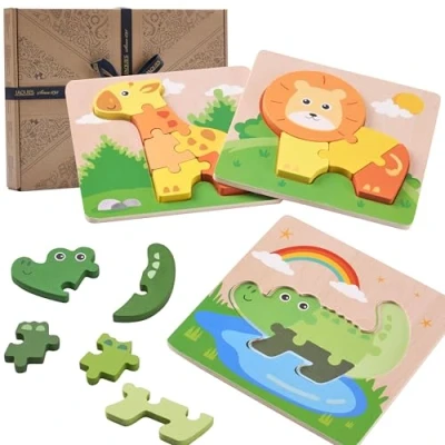 Image of Wooden Toys Animal Puzzle Jigsaw Puzzles for boys and girls Educational Handmade &amp; Games Jaques of London