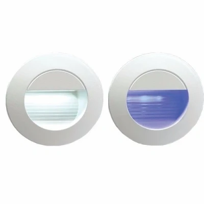 Image of KnightsBridge IP54 Round LED Recessed Stair &amp; Wall Guide Light Blue