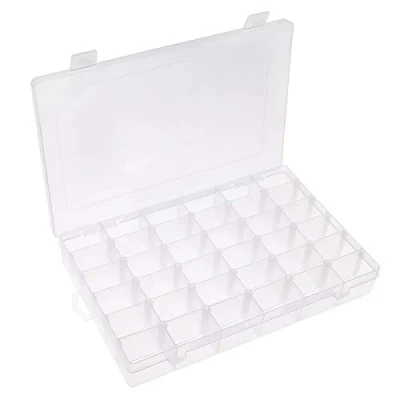 Image of Opret 36 Grids Plastic Jewellery Organiser, Clear Storage Box with Adjustable Dividers Compartment Container for Earrings, Beads and Small Accessories