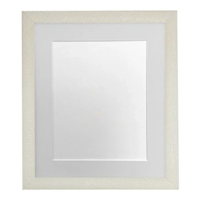 Image of FRAMES BY POST Glitz Cream Picture Photo Frame with Light Grey Mount 20 x 16 Plastic Glass, Inch Image Size A3