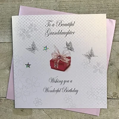 Image of WHITE COTTON CARDS To A Beautiful Granddaughter Happy Handmade Birthday Card, bd37