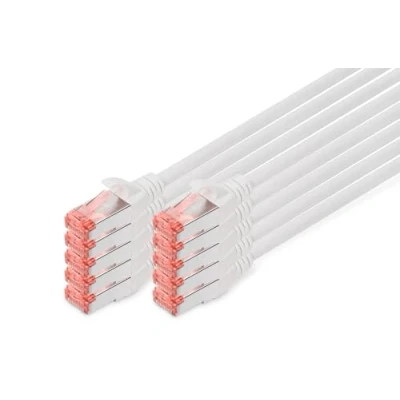 Image of DIGITUS LAN cable Cat. 6 2m 10 pieces RJ45 network S/FTP shielded compatible with 6A &amp; 7 grey