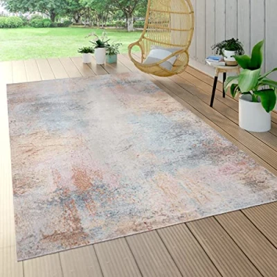 Image of Paco Home Indoor &amp; Outdoor Rug, Short Pile For Balcony And Patio, Used Look, Colourful, Size:160x230 cm