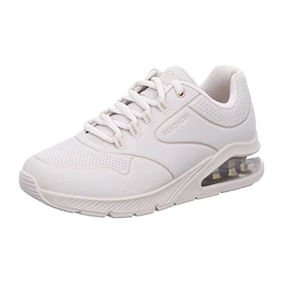 Image of Skechers Women&#039;s Uno 2 Golden Sneaker, Off White Durabuck/Gold Trim, 8 UK