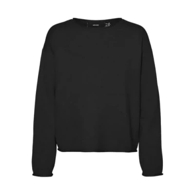 Image of VERO MODA Women&#039;s Vmgold Roll LS O Neck Pullover Knitted Jumper, Black, S