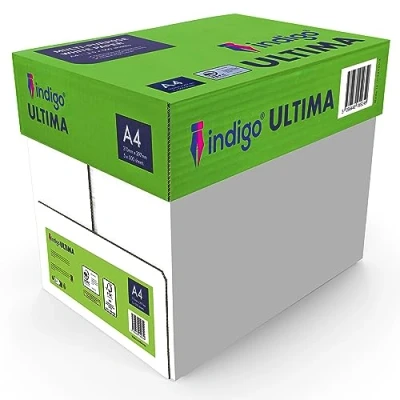 Image of A4 Paper indigo Ultima White Plain Printer Copy Box of 5 Reams 2500 Sheets (70/75 GSM)