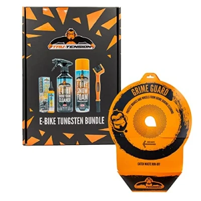 Image of Tru Tension Grime Guard E Bike Tungsten Bundle Protect Brakes &amp; Wheels During Cleaning Bicycle Tools Accessories 5 Piece Kit