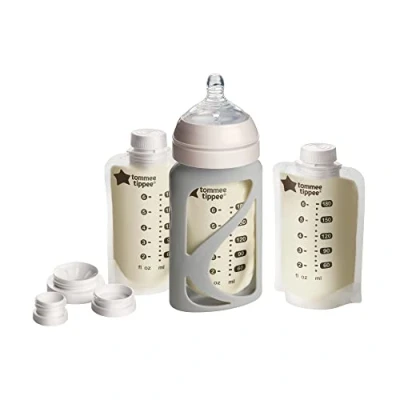 Image of Tommee Tippee Pump and Go Pouch Holder with Slow Flow Nipples, 3 Count by