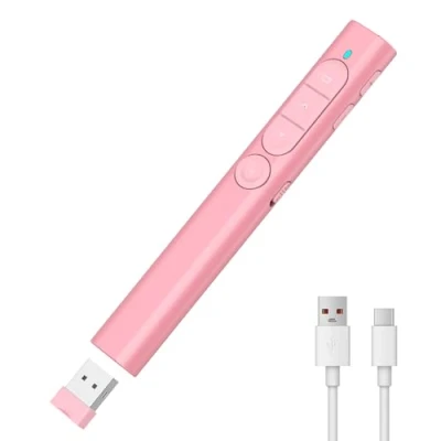 Image of MOXYOY Presentation Clickers, Clicker for Powerpoint, Wireless Rechargerable Presenter Remote, with Volume Control/Hyperlink Keynote/PPT/Mac/PC/Laptop (Pink)