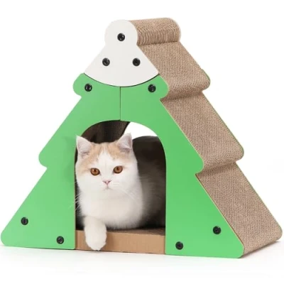 Image of FUKUMARU Cat Scratcher House, 50 cm Cozy Cardboard Scratcher, Moutain Shape Vertical Lounger Scrathing Pad for Indoor Large Cats, Gifts Your Beloved Pets
