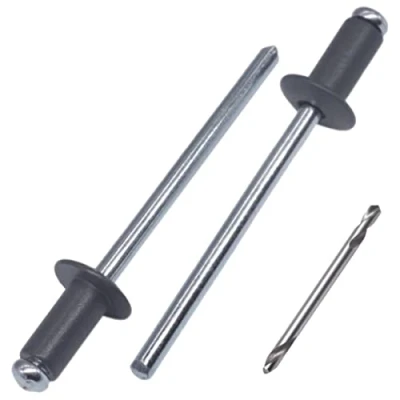 Image of SKIR&#039;CO (100 pcs) Painted Blind Rivets 3.2 x 8 mm, Aluminium Pop Rivets, Drill Bit Included (Anthracite Grey RAL 7016)