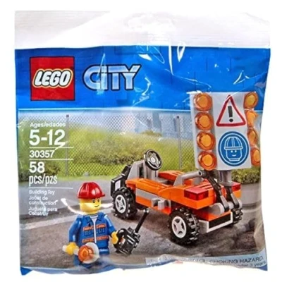 Image of Lego City 30357 Road Worker with Construction Site Protection, 58 Pieces