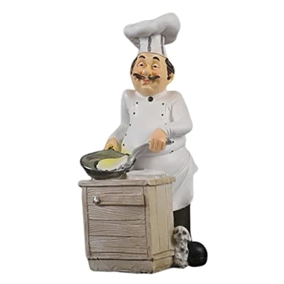 Image of Fenteer French Chef Figurine Kitchen Ornaments Resin Cook Statue, Cooking
