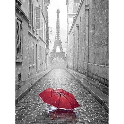 Image of Wee Blue Coo Eiffel Tower Paris Red Umbrella Art Print Poster Wall Decor 12X16 Inch