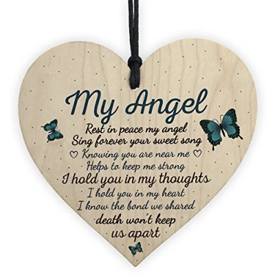 Image of RED OCEAN Dad Mum Nan Graveside Memorial Remembrance Wooden Heart Grave Plaque Cemetery Garden Sign