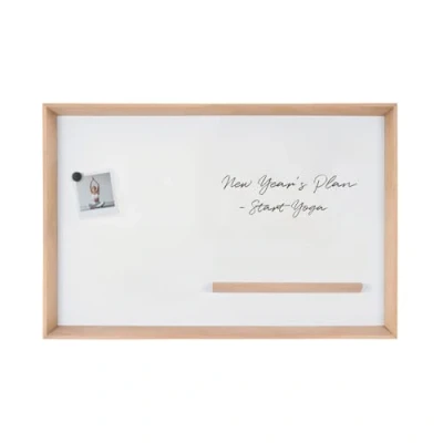 Image of Bi Office Inversa Magnetic Whiteboard, Drywipe Lacquered Steel Surface, Wood Pine Frame, 60 x 45 cm