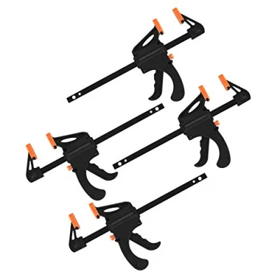 Image of 4 Pcs Quick Grip Clamps, Inch Woodworking F Ratchet Bar Release Clips, One Handed Clamps for Woodwork, Handmade Craft, DIY, Clamping