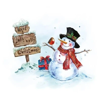 Image of Paper Themes 10 pack of Luxury Christmas Cards with Envelopes (Jolly Snowman and Robin)