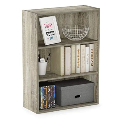 Image of Furinno Pasir 3 Tier Open Shelf Bookcase, Sonoma Oak